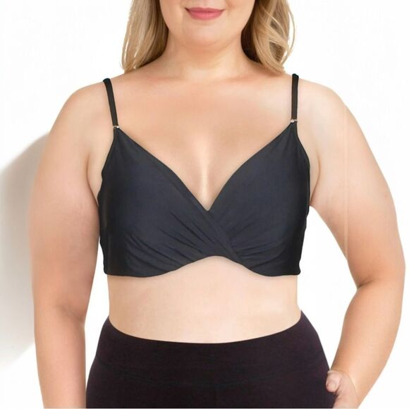 Calvin Klein Swimwear Twist Front Padded Underwire Bikini Top Black L NWT $68 - Picture 2 of 9